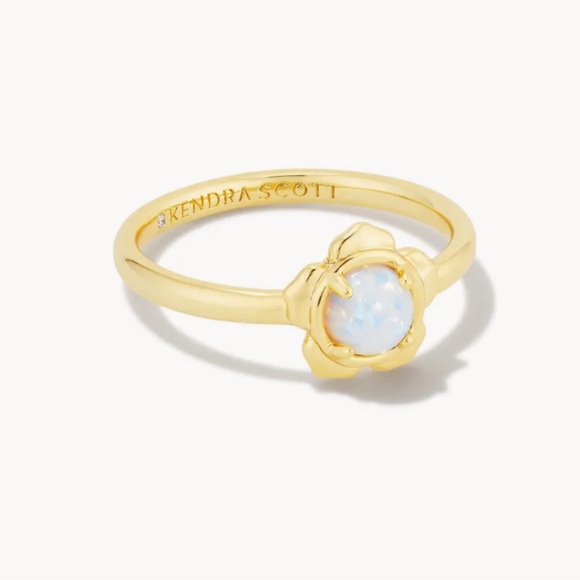 NEW! Kendra Scott Bright White Kyocera Opal Susie Gold Band Ring - Picture 1 of 17